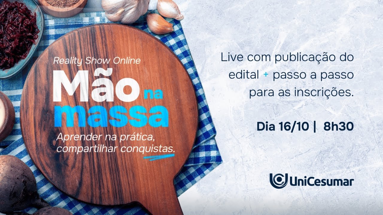 Reality Show Mão na Massa: live com publicação do edital + passo a passo para inscrições.